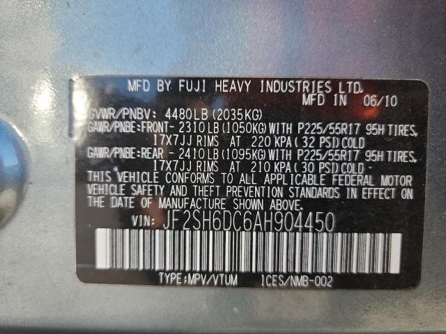 2010 SUBARU FORESTER 2 - JF2SH6DC6AH904450