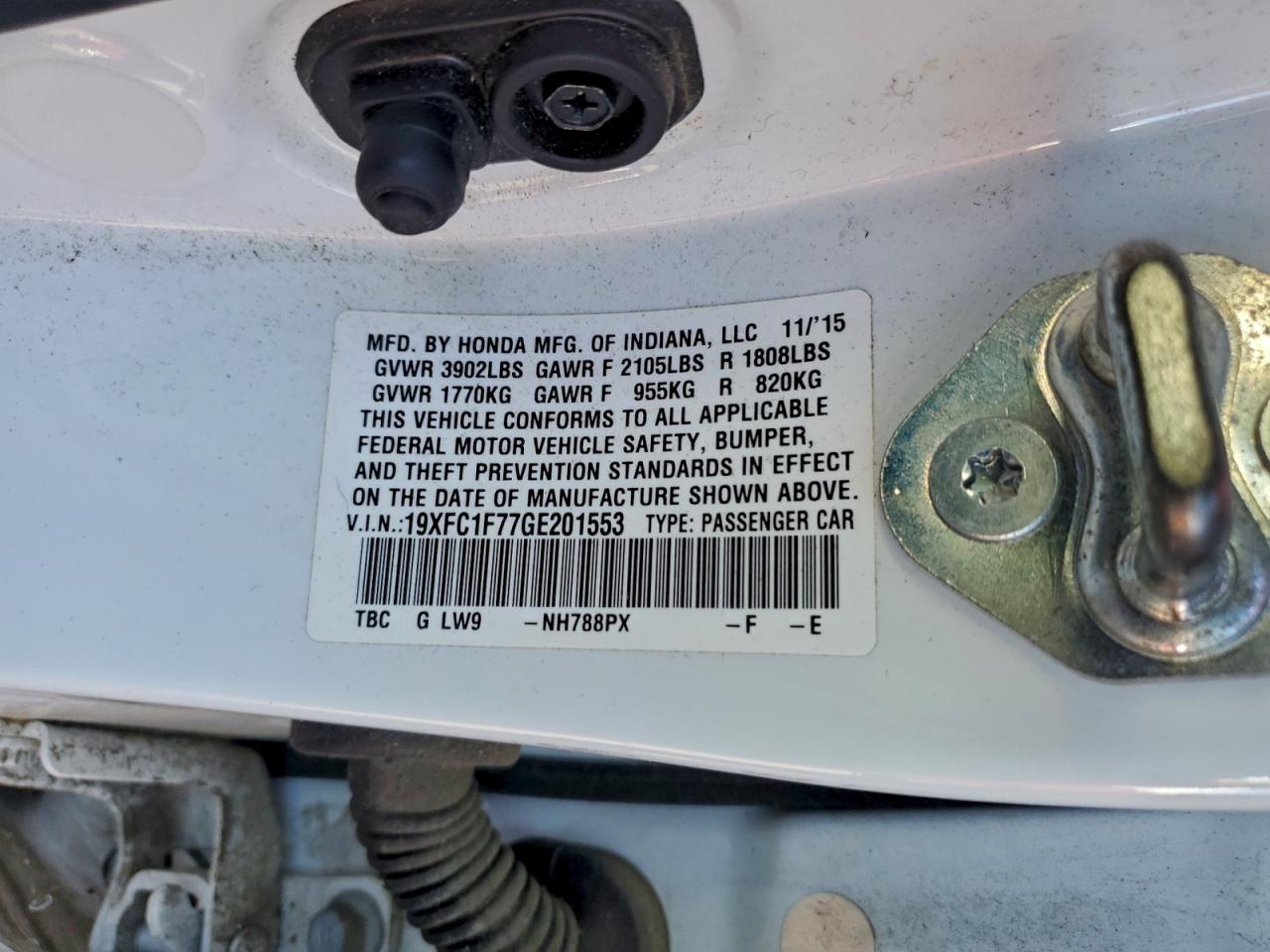 Lot #3305306303 2016 HONDA CIVIC EXL