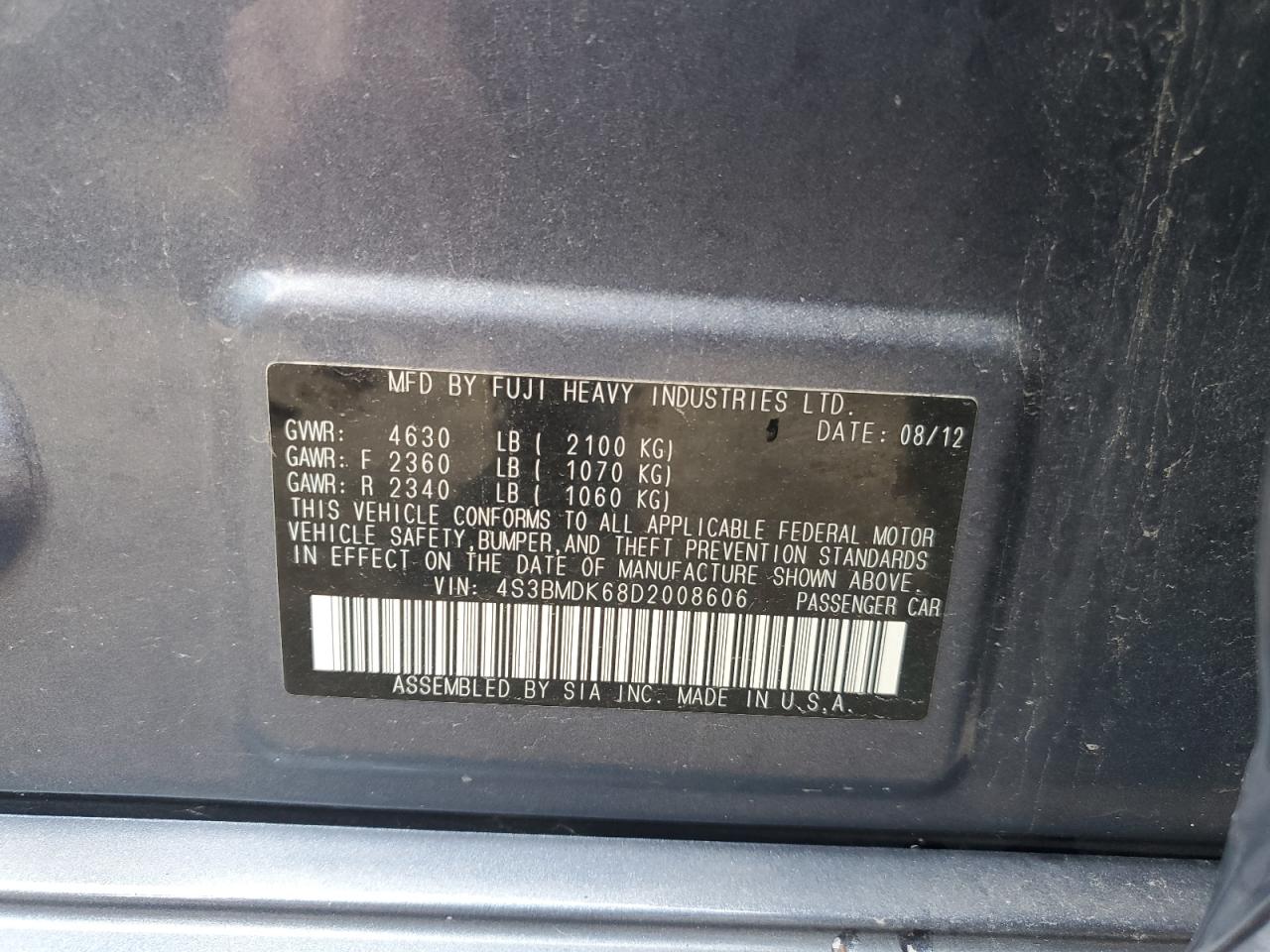 SUBARU LEGACY 3.6R LIMITED