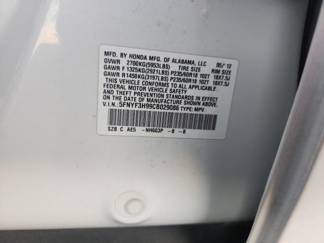 2012 HONDA PILOT TOUR #3291211978