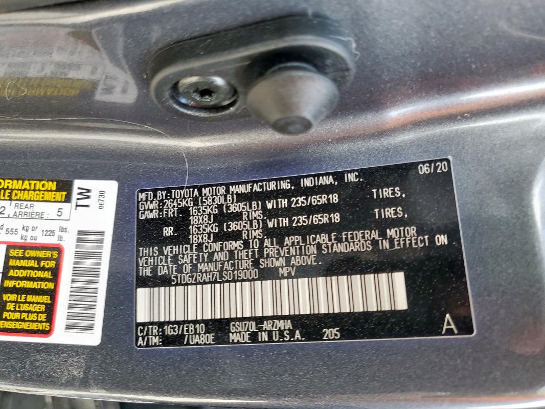 2020 TOYOTA HIGHLANDER #3302934655