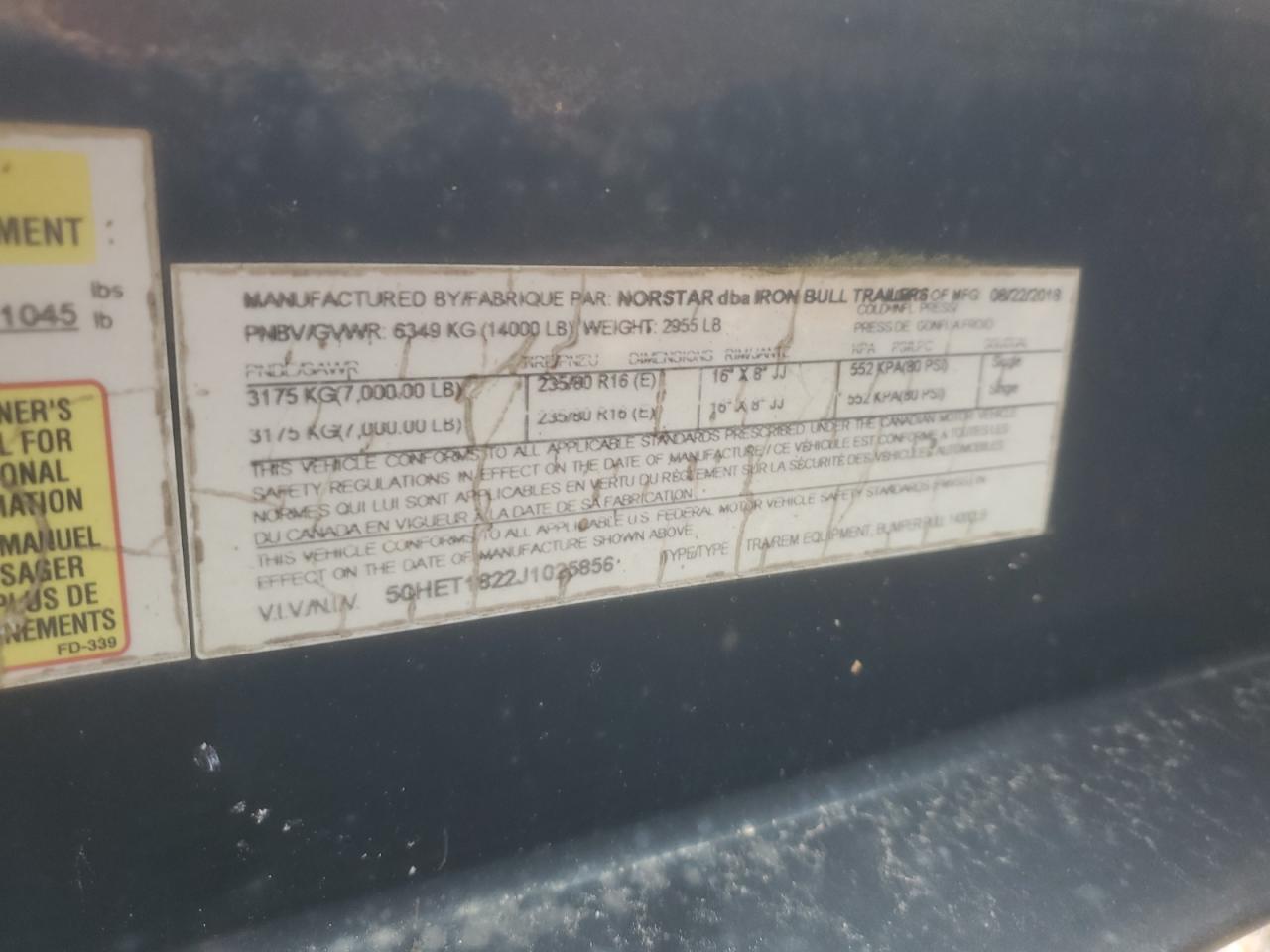 Lot #3283758019 2018 NORSTAR IRONBULL