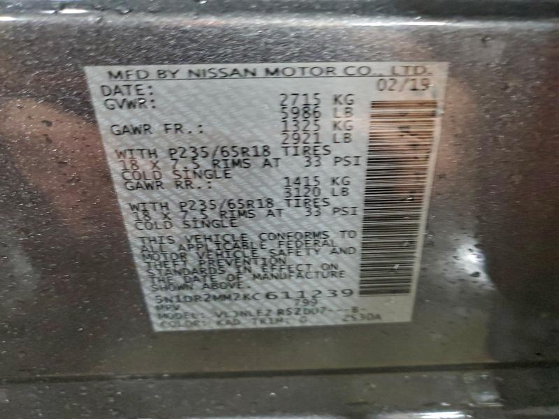 2019 NISSAN PATHFINDER #3298075162