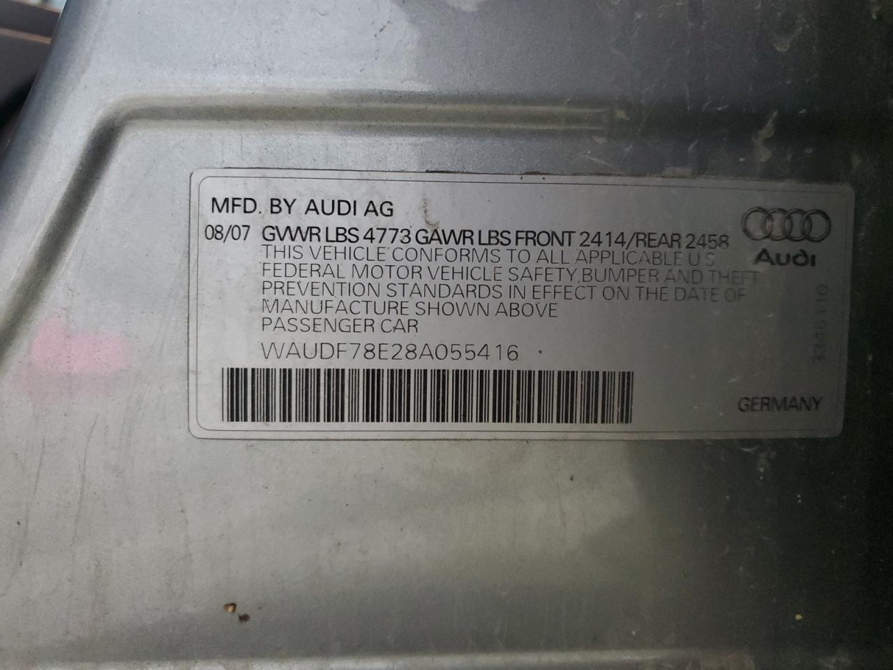 Lot #3296323441 2008 AUDI A4 2.0T QU