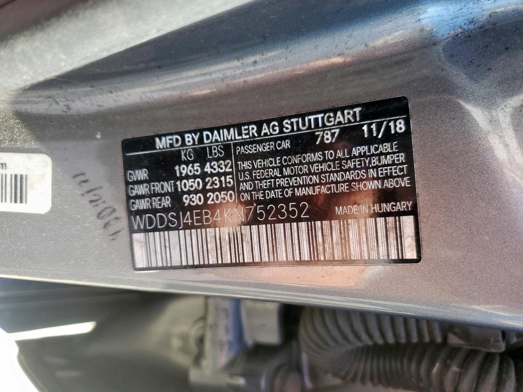 2019 MERCEDES-BENZ CLA 250 - WDDSJ4EB4KN752352