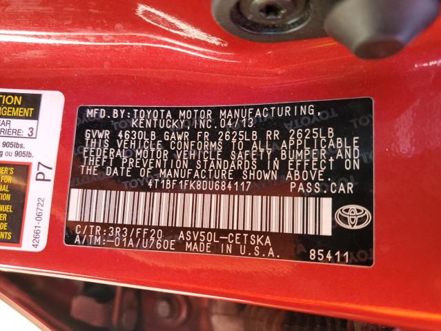 2013 TOYOTA CAMRY L #3287690035