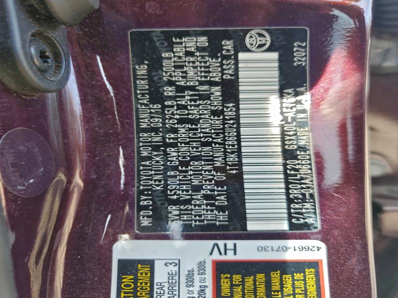 2016 TOYOTA AVALON XLE #3309409994