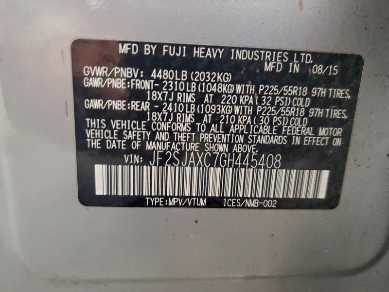 2016 SUBARU FORESTER 2 #3309504596