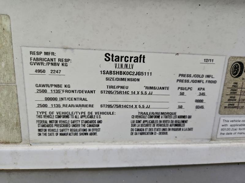 2012 STARCRAFT TRAVEL TRA #3297948810