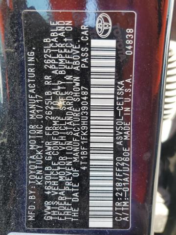 2017 TOYOTA CAMRY LE #3304450598