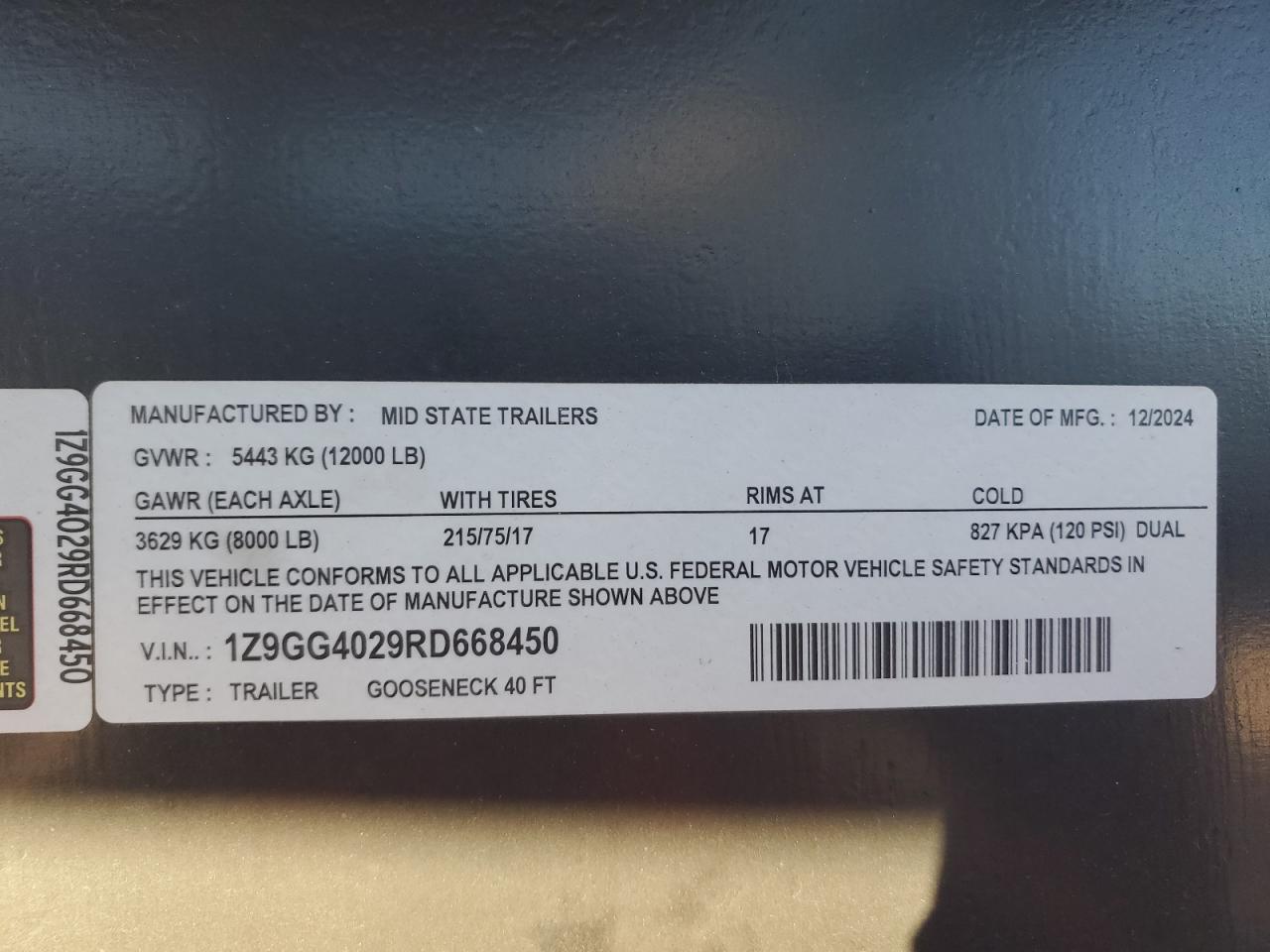 Lot #3281409999 2024 MIDSTATE UNKNOWN