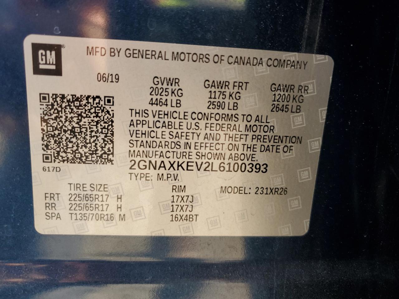 Lot #3282565910 2020 CHEVROLET EQUINOX LT