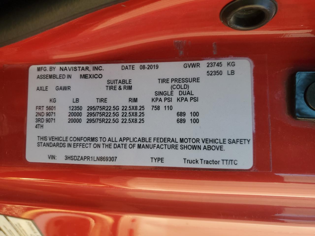 Lot #3306867975 2020 INTERNATIONAL LT625