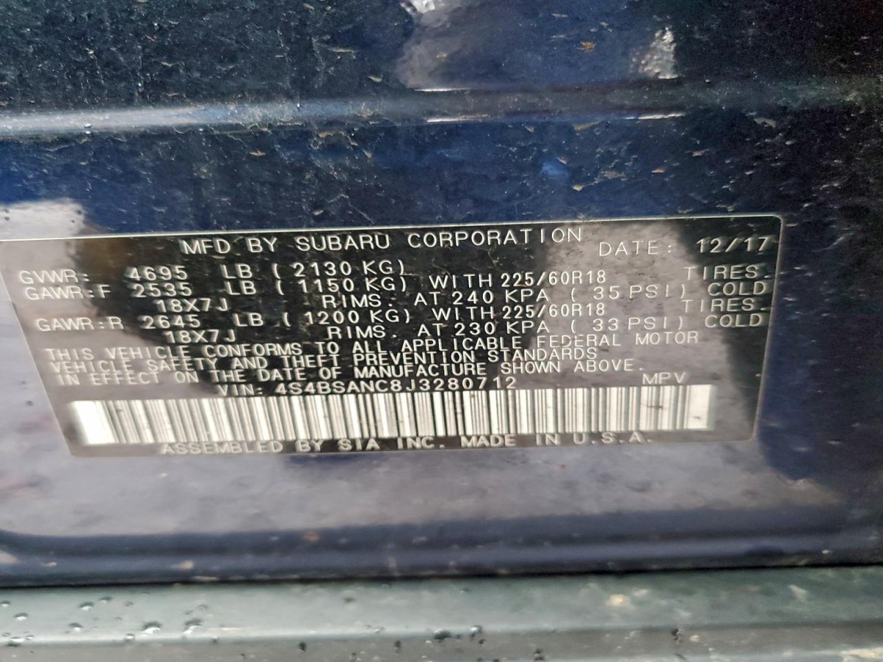 SUBARU OUTBACK 2.5I LIMITED