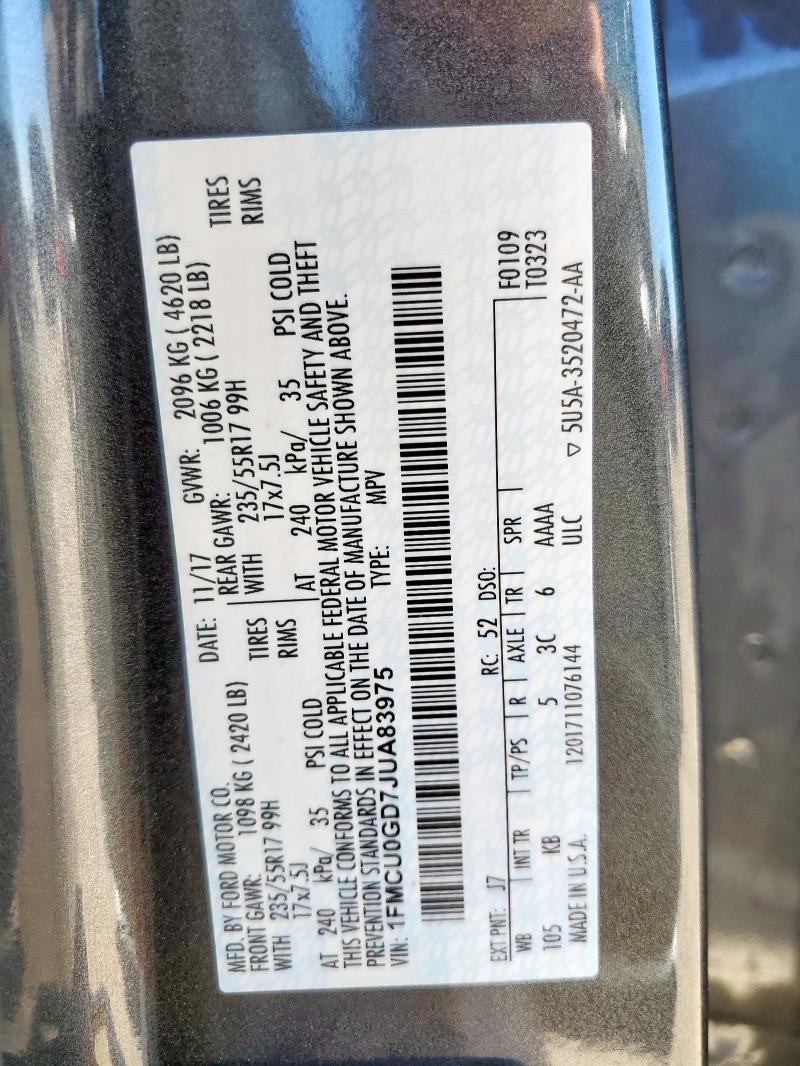 2018 FORD ESCAPE SE - 1FMCU0GD7JUA83975