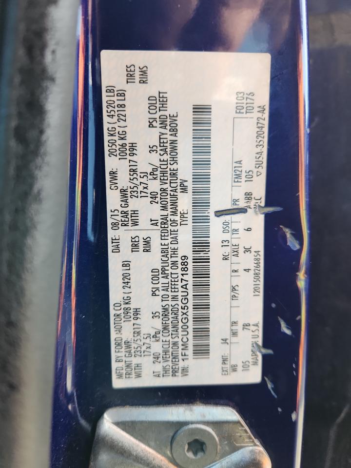 Lot #3301815345 2016 FORD ESCAPE SE