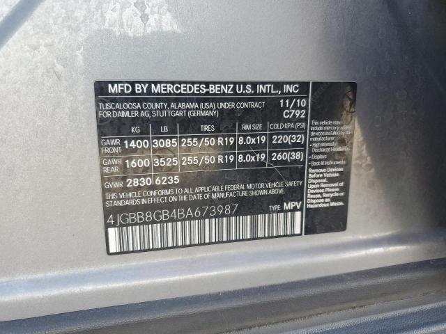 2011 MERCEDES-BENZ ML 350 4MA #3296237412