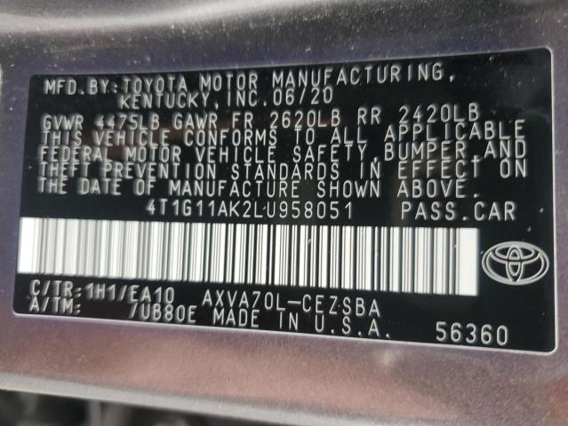 2020 TOYOTA CAMRY SE #3293589408