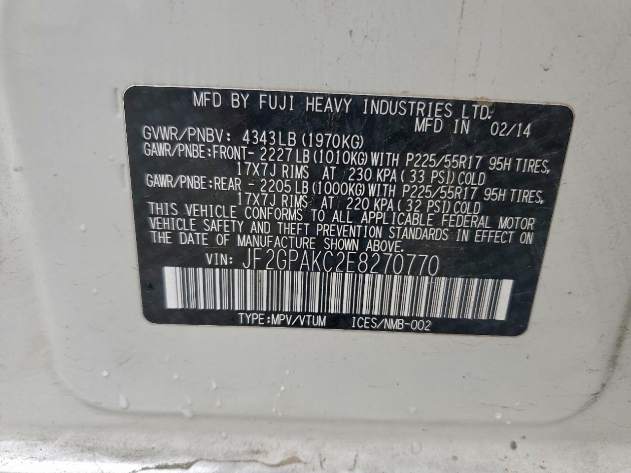 SUBARU XV 2.0 LIMITED