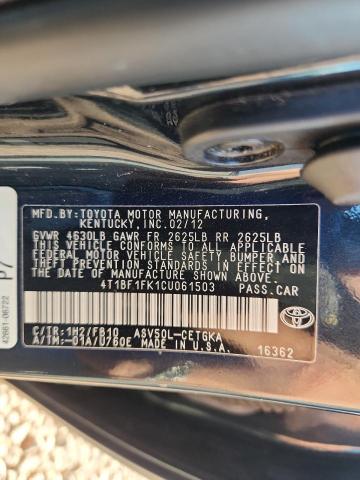 2012 TOYOTA CAMRY BASE #3302013070