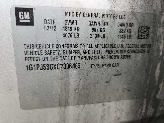 2012 CHEVROLET CRUZE ECO #3296364243