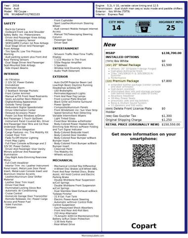 2018 AUDI R8 RWS WUABAAFXXJ7902103