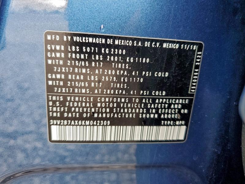 2019 VOLKSWAGEN TIGUAN SE #3297420223