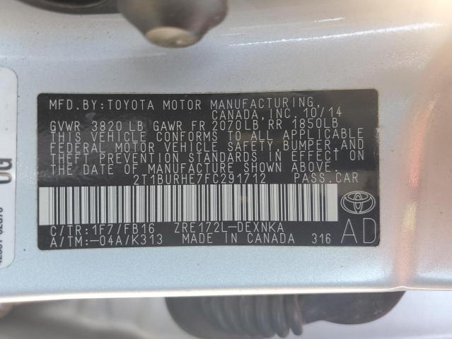 2015 TOYOTA COROLLA L #3290262220