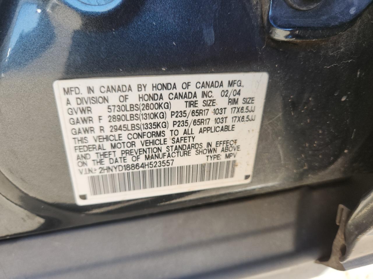 Lot #3283826424 2004 ACURA MDX TOURIN