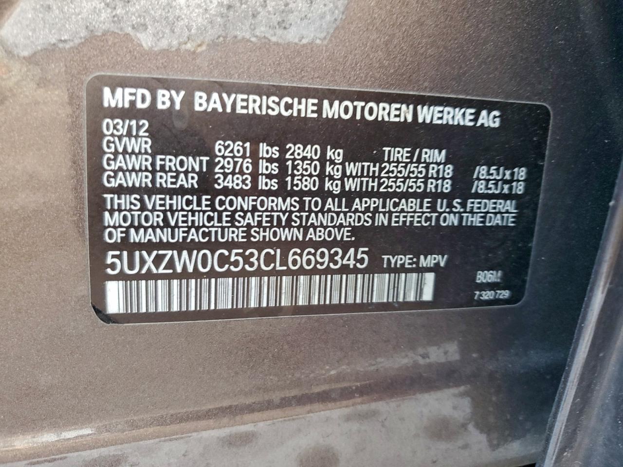 Lot #3311747751 2012 BMW X5 XDRIVE3