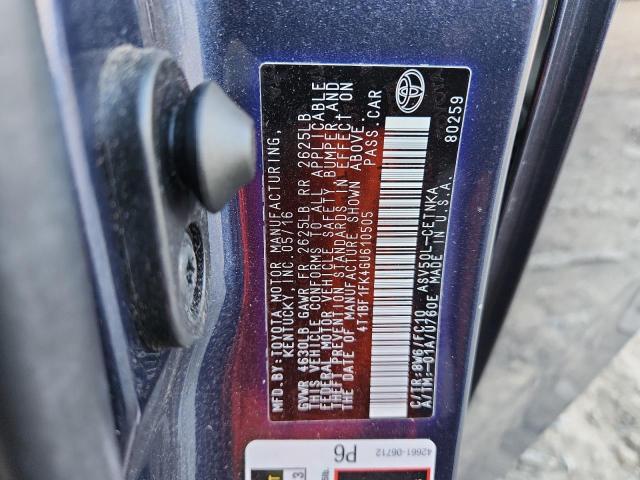 2016 TOYOTA CAMRY LE #3293565958