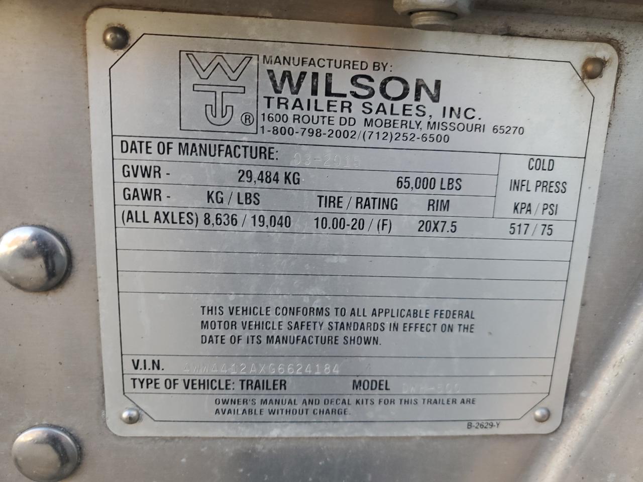 Lot #3285807649 2016 WILSON DUMP TRAIL