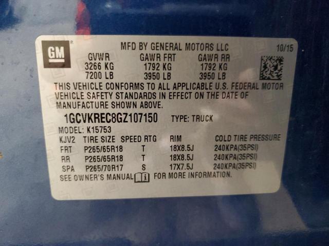 2016 CHEVROLET SILVERADO - 1GCVKREC8GZ107150