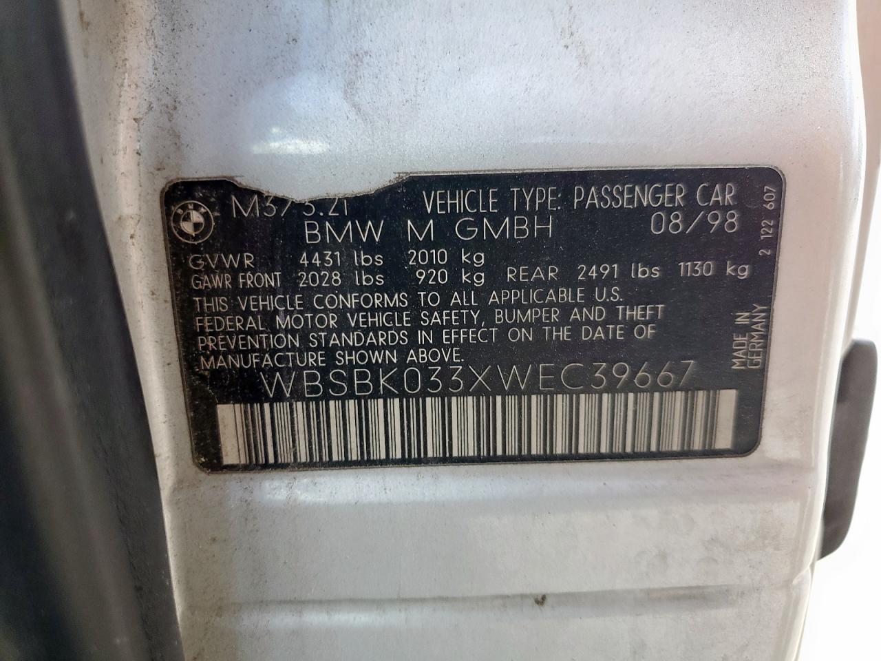 Lot #3291159971 1998 BMW M3 AUTOMAT