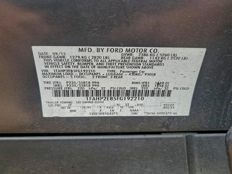 2015 FORD TAURUS SEL #3312574164