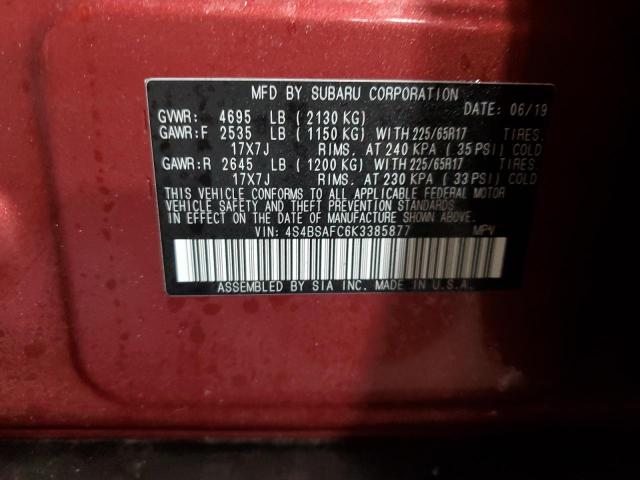 2019 SUBARU OUTBACK 2. #3292507677