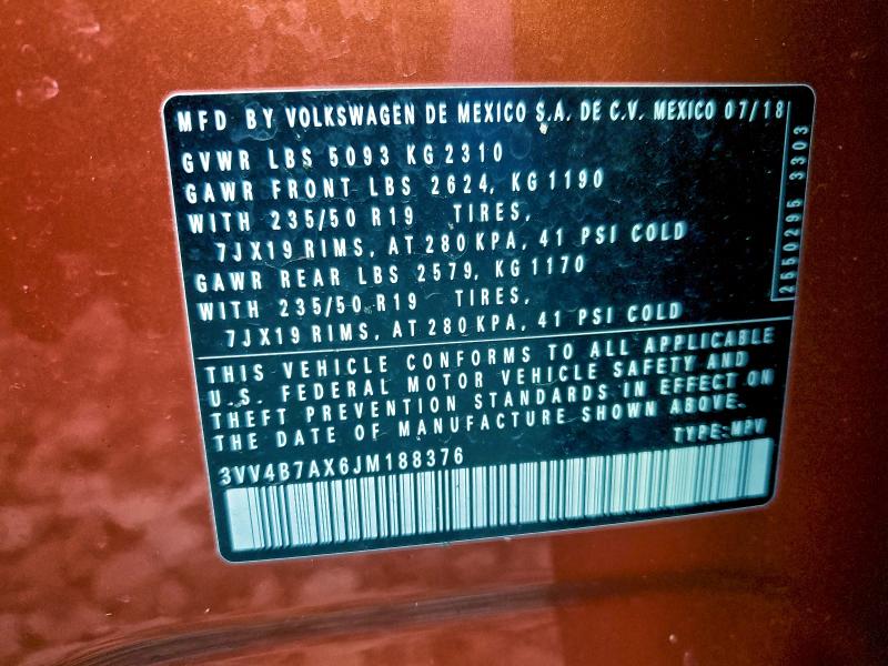 2018 VOLKSWAGEN TIGUAN SEL #3308293157