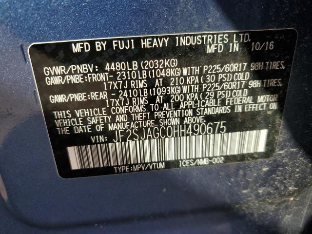 2017 SUBARU FORESTER 2 - JF2SJAGC0HH490675