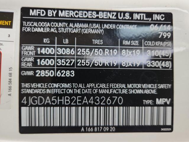 2014 MERCEDES-BENZ ML 350 4MA - 4JGDA5HB2EA432670