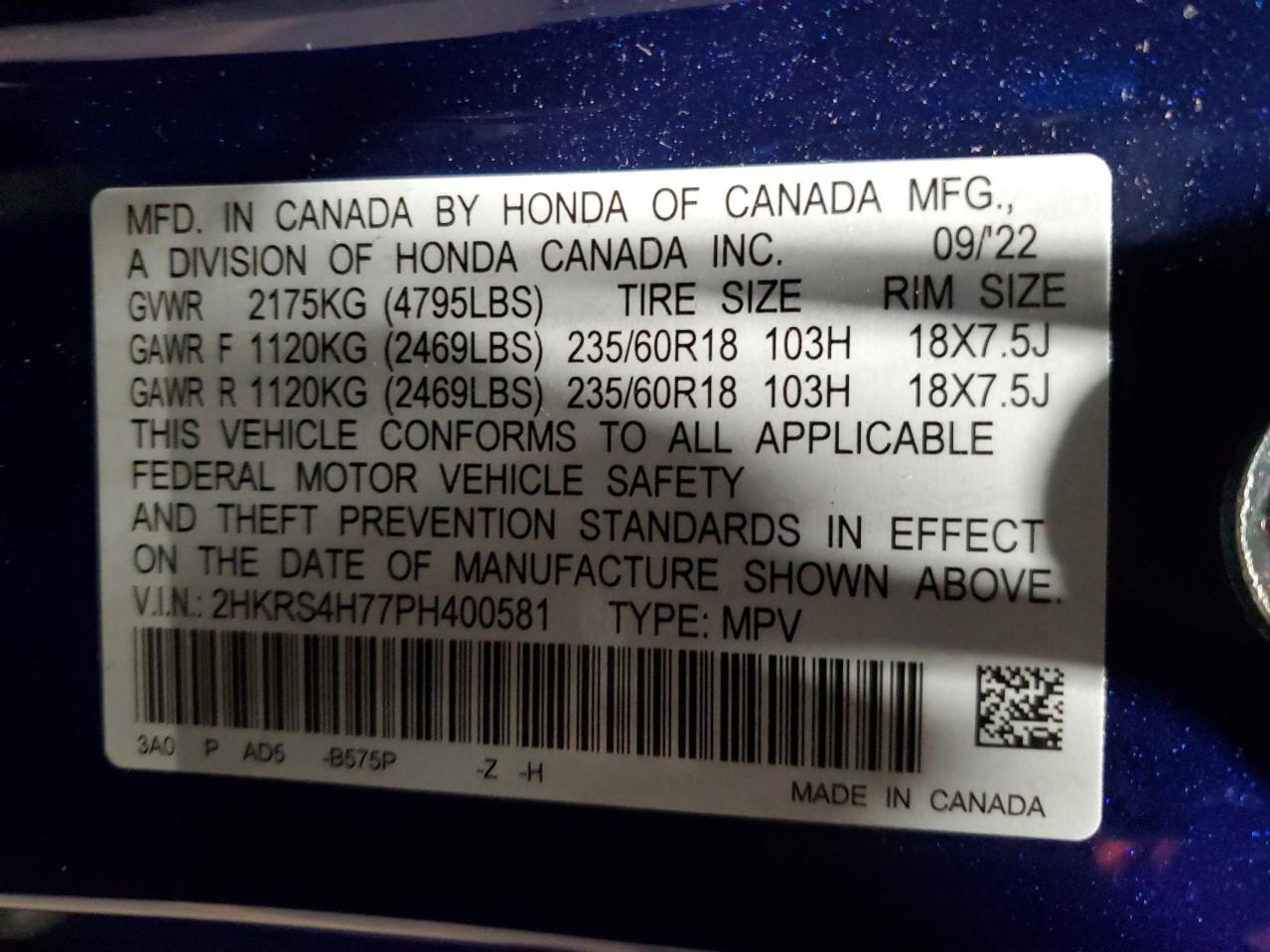 Lot #3301940451 2023 HONDA CR-V EXL