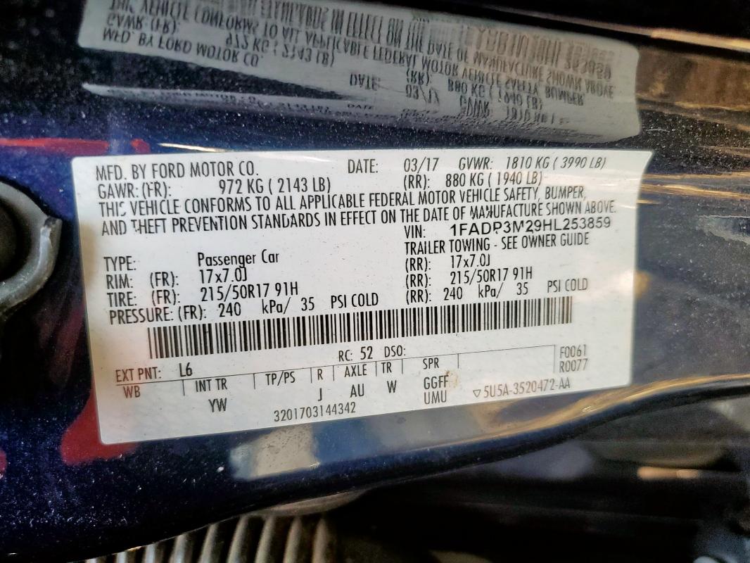 2017 FORD FOCUS SEL #3304143489