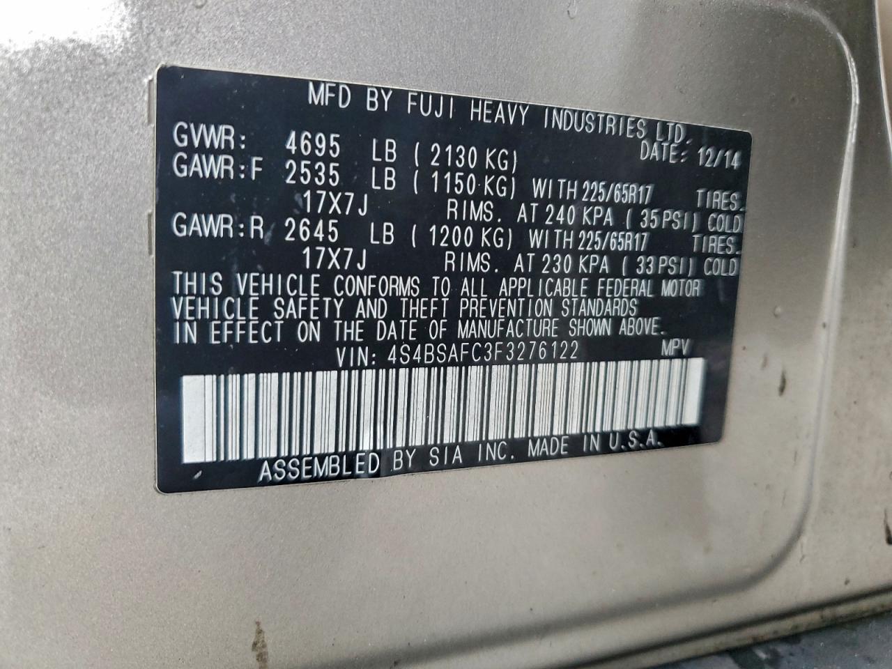 SUBARU OUTBACK 2.5I PREMIUM