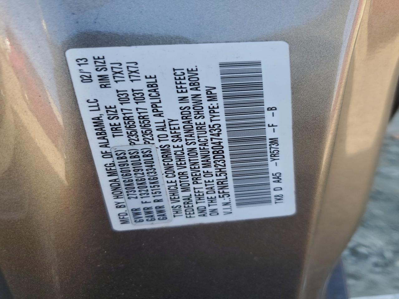 Lot #3294197942 2013 HONDA ODYSSEY LX