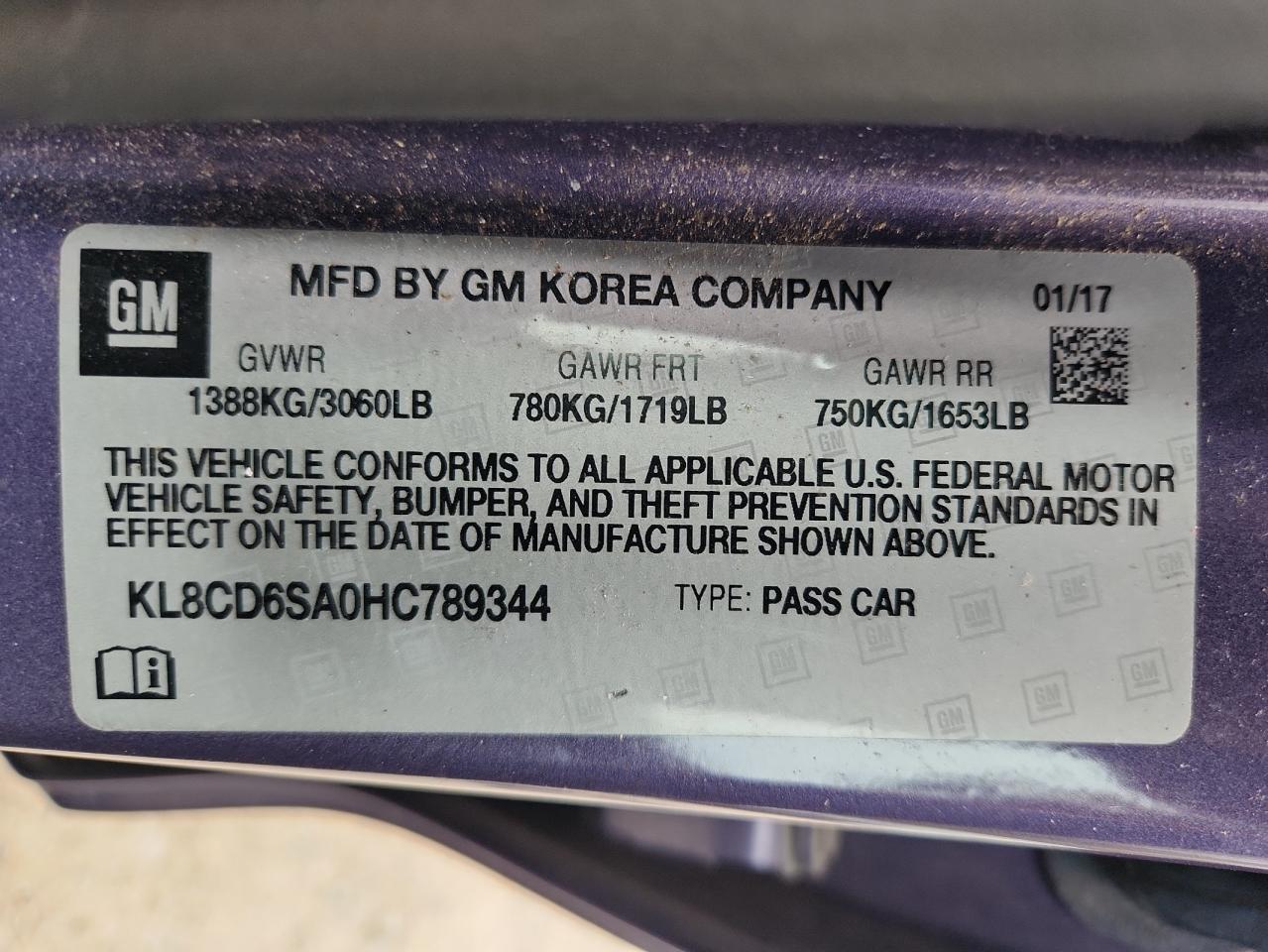 Lot #3316100271 2017 CHEVROLET SPARK 1LT