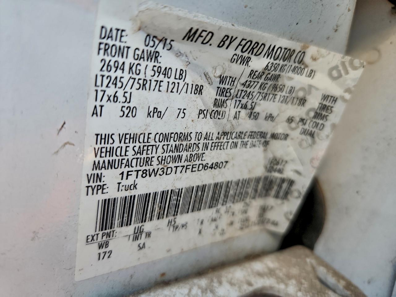 Lot #3310310952 2015 FORD F350 SUPER