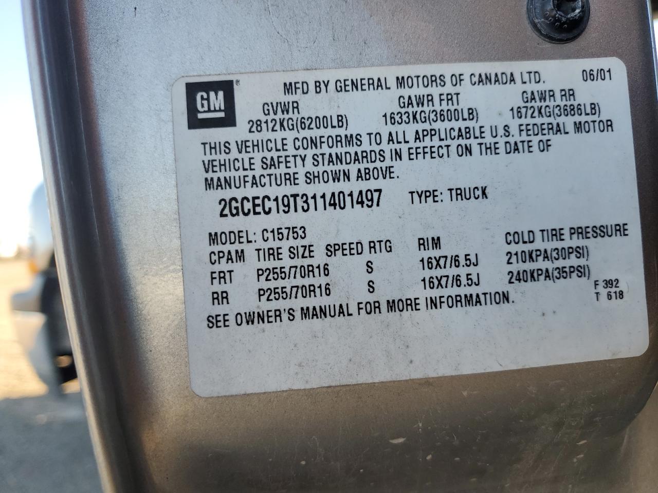 Lot #3296409650 2001 CHEVROLET SILVERADO