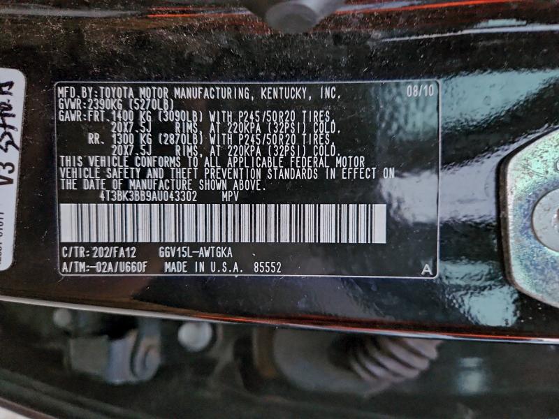 2010 TOYOTA VENZA #3304645942