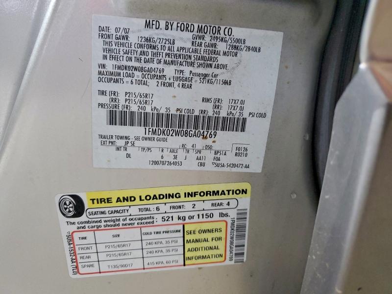 2008 FORD TAURUS X S #3301855017