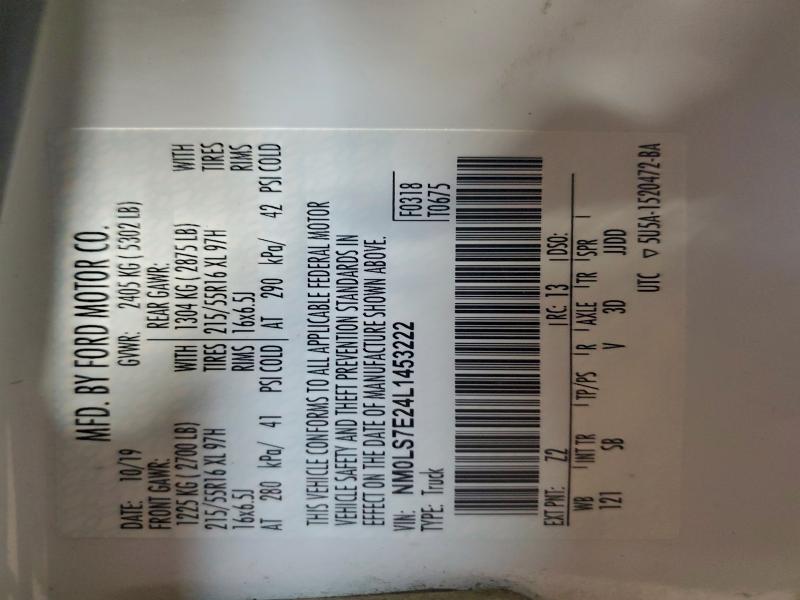 2020 FORD TRANSIT CO #3310375002