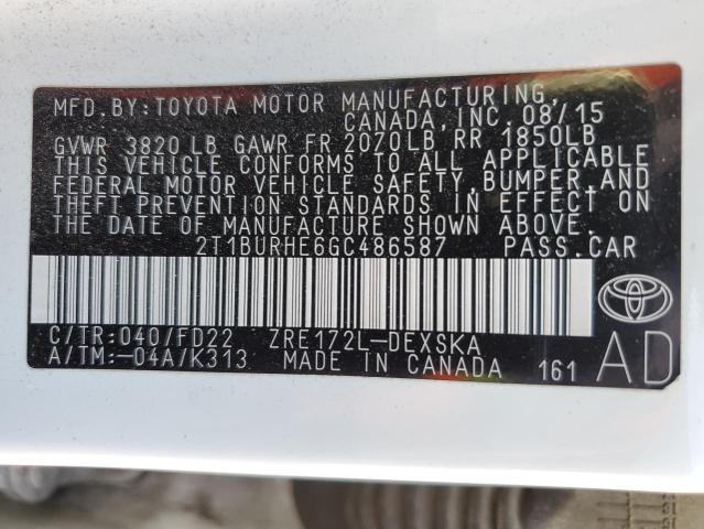 2016 TOYOTA COROLLA L - 2T1BURHE6GC486587